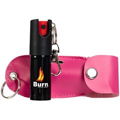 BURN Pepper Spray Keychain 1/2oz Self Defense in Pink Holster