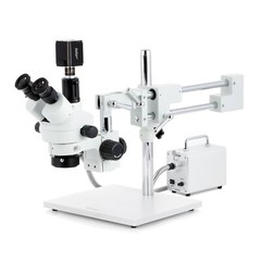 AmScope 3.5-180X Trinocular Stereo Microscope 8MP HDMI/WiFi/LAN Camera+LED Fiber