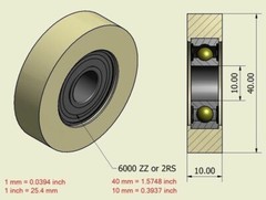 40 mm Nylon Roller Wheel Plastic Bearing CNC Guiding Wheel Flat Belt Idler