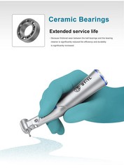 Dental Optic LED 1:1 Direct Drive Contra Angle Handpiece Blue Ring Quattro Spray