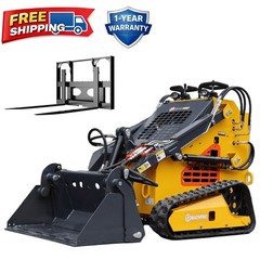 Mini Skid Steer Loader 24HP 2-Cylinder 3-Pumps Engine Tracked + 2 Attachments