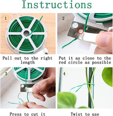 Twist Tie, 328 Feet (100M), Green Cable Ties with Cutter, Garden Plant Ties Reus