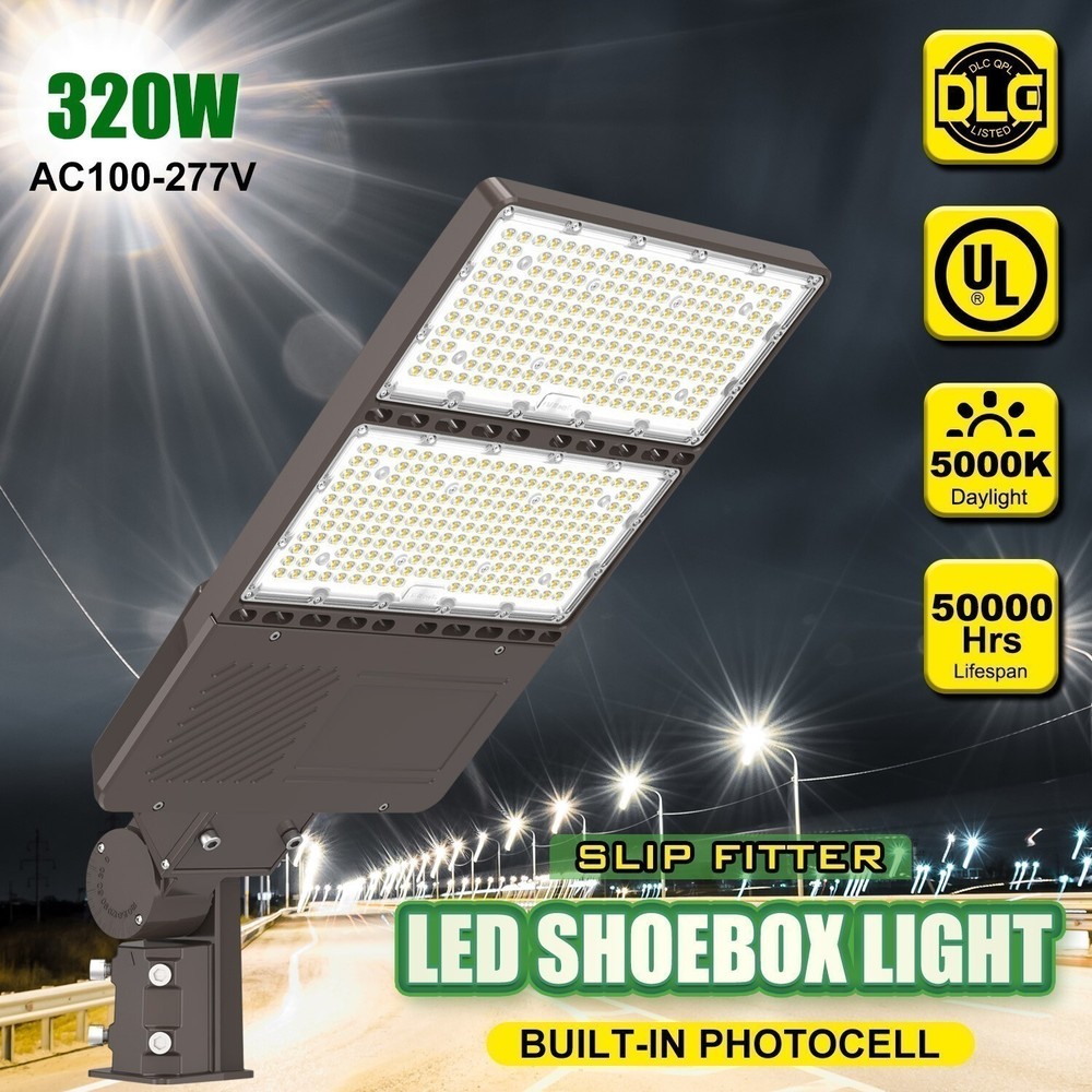 320Watts LED Parking Lot Light Dusk to Dawn Outdoor Shoebox Street Pole Fixtures
