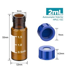 2mL Autosampler Amber Vial Pre-slit Cap PTFE Silicone Septa Fit LC Sampler