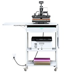 Rolling Heat Press Transfer Machine Stand Cart w/Charging Ports Heat Press Table