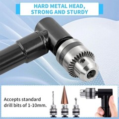 Cordless Right Angle Drill Adapter 90 Degree Adapter Drill with 3/8″ Keyed Chuck