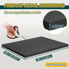 Polyethylene Foam Pads for Packing Foam Sheets Black – 16″ X 12″ X 0.4″- 6 Pack