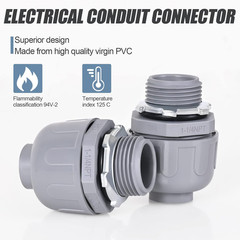 1-1/4 Liquid Tight Straight PVC Conduit Connector 2 Pack, Flexible Nonmetallic,