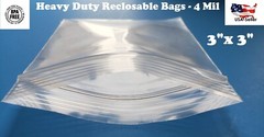 3″x 3″ Clear 4 Mil Plastic Zip Seal Bag Reclosable Lock Top 4Mil Small Baggie