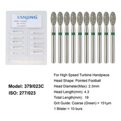 Dental Diamond Burs Football FG Coarse 379/023C High Speed Friction Grip