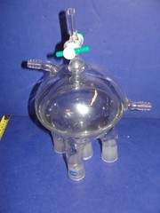 Roche Custom 1000ml RBF 4 neck 29/42 half jacketed reactor reaction flask drain