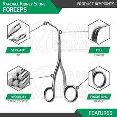 4 Pcs Set Randall Kidney Stone Forceps Surgical & Veterinary Inst German Grade