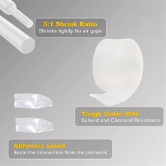 50 ft Dual Wall Adhesive Lined Φ1/4″ 6.4mm 3:1 Ratio Heat Shrink Tubing Clear US