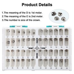 48 Sizes Stainless Steel Dental Kids Primary Molar Crowns Pediatric Crowns kit