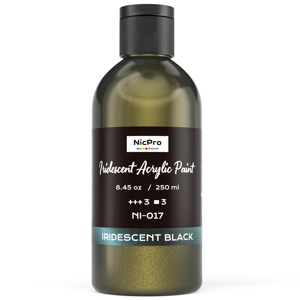 Nicpro Iridescent Black Acrylic Paint, 8.45oz / 8.45 Fl Oz (Pack of 1),