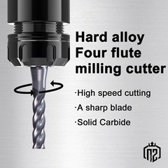 5 PCS 3/32″ 4 Flutes 1-1/2″ Overall Square Carbide End Mill Bit AlTiN Coated