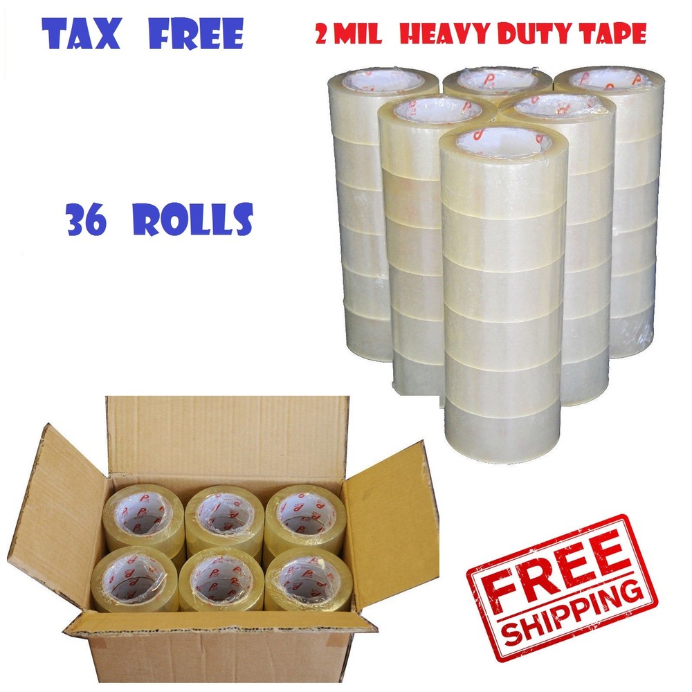 36 ROLLS – 2 INCH x 110 Yards (330 ft) Clear Carton Sealing Packing Package Tape