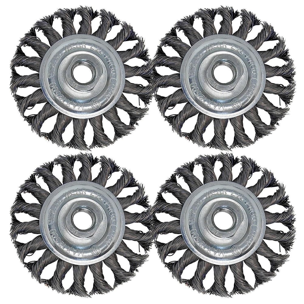 LINE10 Tools 4pk 4-Inch Knotted Circular Wire Wheel Brush for Angle Grinder,…