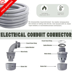 Feotech Liquid-Tight Conduit and Connector Kit – 1/2 Inch 25 FT 1/2inch 25 Ft