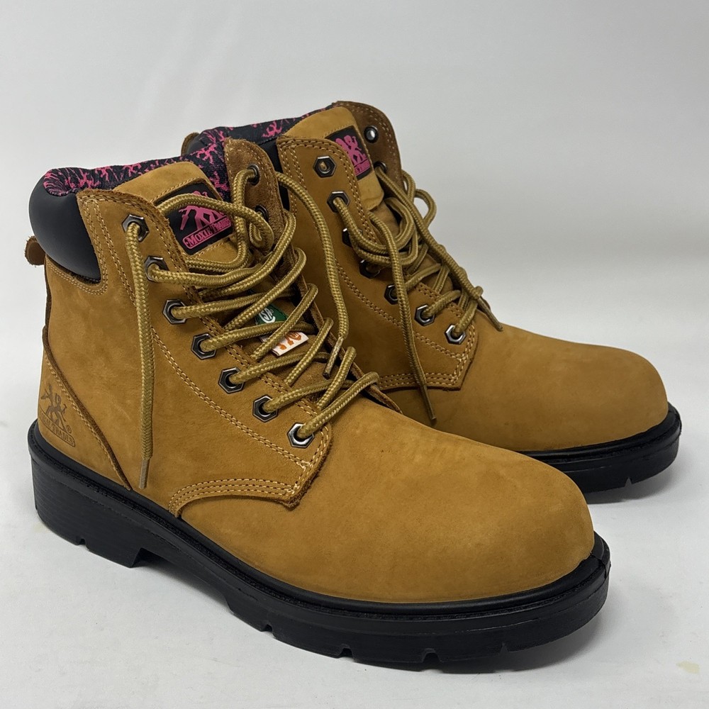 Moxie Trades Women’s Waterproof Wheat Tan Brown Leather Work Boots Size 9 M US