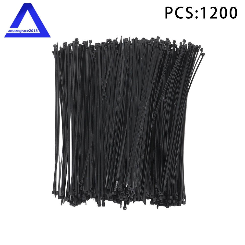 16 Inches, 50 lb Tensile Strength, Self-locking Nylon Cable Ties, Black, 1200Pcs
