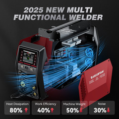 ARCCAPTAIN MIG205MP MIG Welder 9 IN 1 Plasma Cutter/Pulsed MIG/TIG & Spool Gun