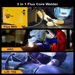 145A MIG Welder 110V Flux Core Gasless MIG/Stick/Lift TIG with TIG Welding Torch