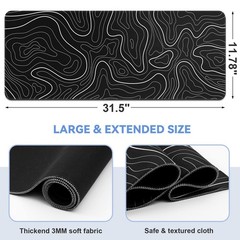 DIGSOM Gaming Mouse Pad, Black with 31.5L x 11.8W inches, Topographic