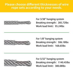 1/8″ Wire Cable Rope Kit ，Vinyl Coated 304 steel cable 200FT, 3mm