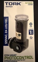 TORK RKP221 Wire-In Light Sensor Photocell Dusk to Dawn Control Black NEW