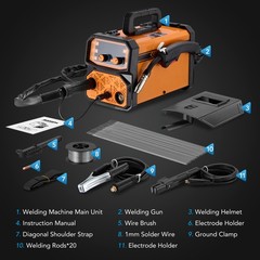 3-IN-1 Welder Machine 145A 110V Gasless MIG Stick Lift TIG w/ Welding Rods