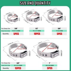 48PCS 5 sizes PEX Cinch Clamps Kit- Stainless Steel Pex Crimp Rings for Pipe …