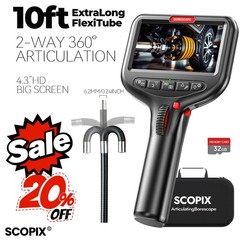 10ft 5ft Endoscope Camera 2Way 360° Industrial Inspection Articulating Borescope