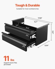 VEVOR 2 Drawer 16″ Under Desk Drawer Organizer Slide-out Drawer Space Office