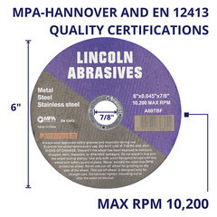 250 Pack 6″ x .045″ x 7/8″ Cut-off Wheel Cutting Discs Stainless Steel & Metal