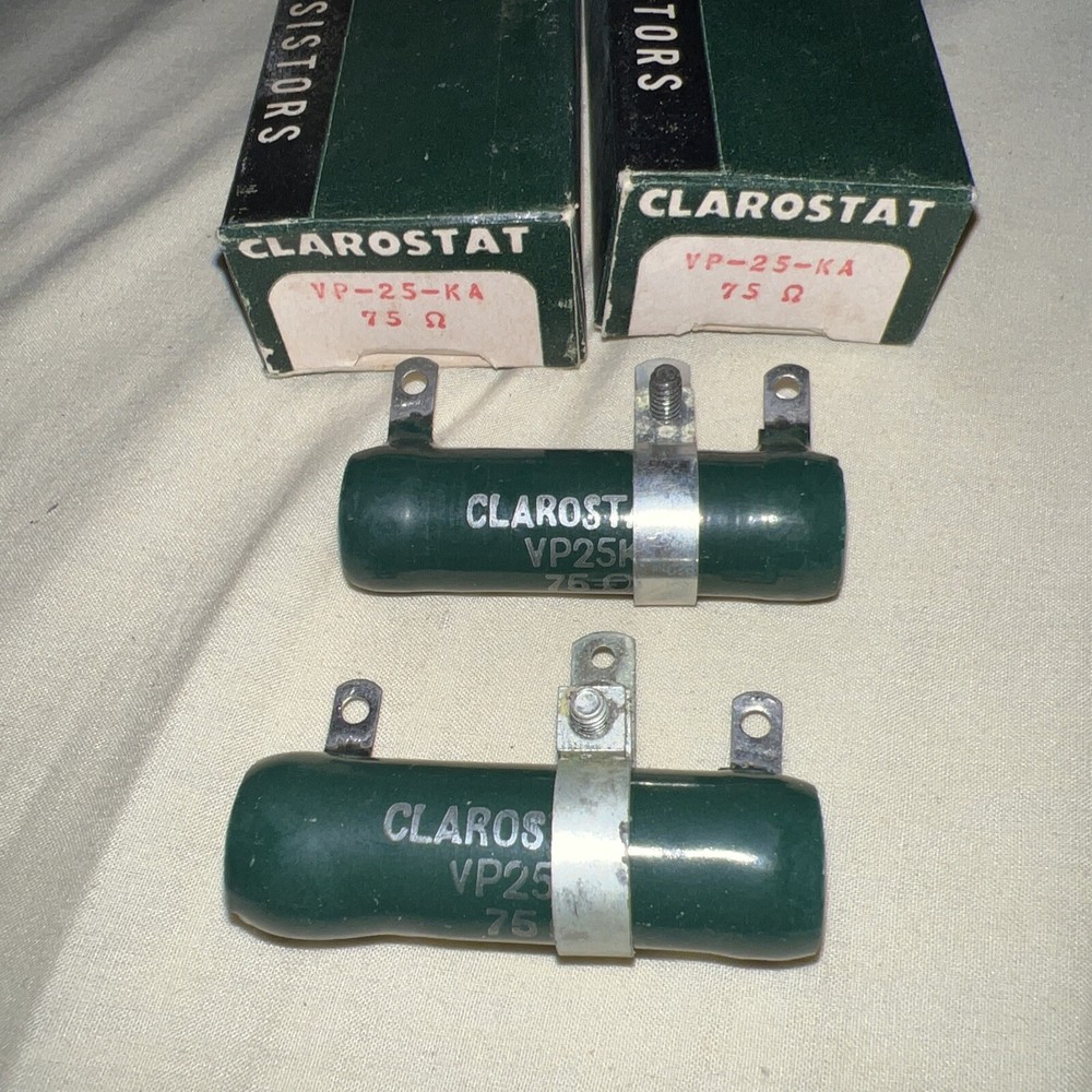 Clarostat Adjustable tubular ceramic resistor 75 Ohms 25 Watt New Box of (2)