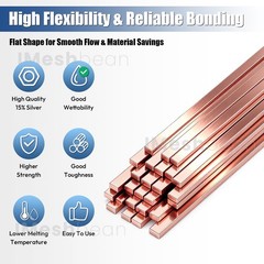 40 Sticks Brazing Rods AWS Bcup-5 15% Silver Solder Phos Copper Brazing Alloys