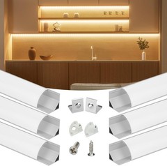6-Pack 3.3ft V-Shape Silver Aluminum LED Channel W/ Milky Cover