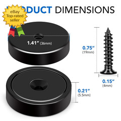 Heavy Duty Magnets with Hole, 150LB Strong Magnets, Black Pot Magnet with Screw