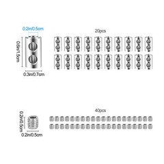 20pcs Double Wire Rope Clips Set Cable Clamps for 1-2.5mm Cable, Silver