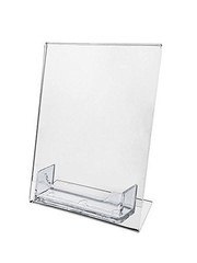 Sign Holder 5″x7″ Clear Acrylic Slant Back Display with Business Card – Perfect