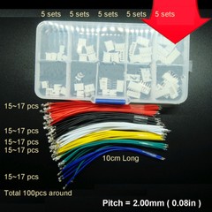 100pcs 10cm Wires with 25 Sets JST PH2.0 2.0mm Connector Kit Plug Header 2P-6P