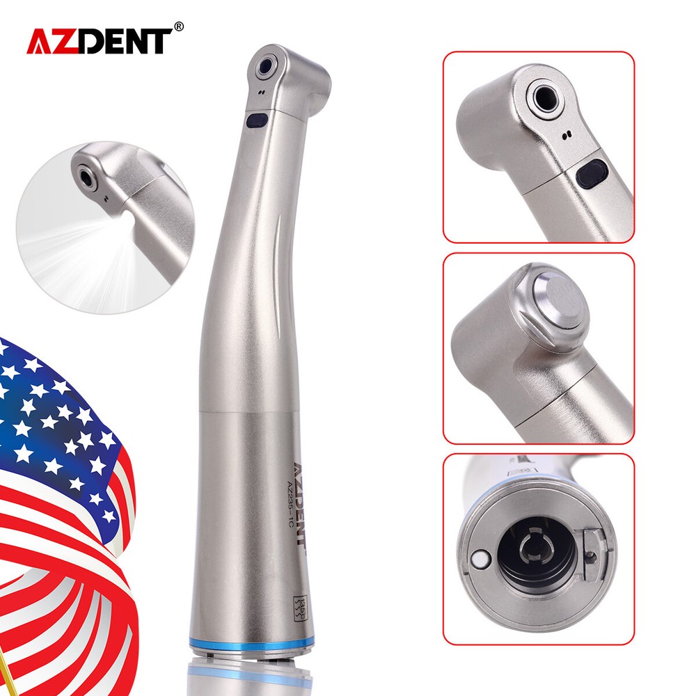 Dental Push Button 1:1 LED Fiber Optic Contra Angle Internal Spray Handpiece