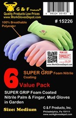 G & F 1522 Women Work Garden Gloves With Micro Foam Coating Texture Grip 12 Pair