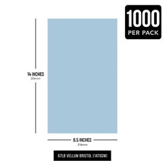 8.5 x 14″ Blue Cardstock Paper, 67lb Vellum Bristol, Legal Size, 1000 Sheets