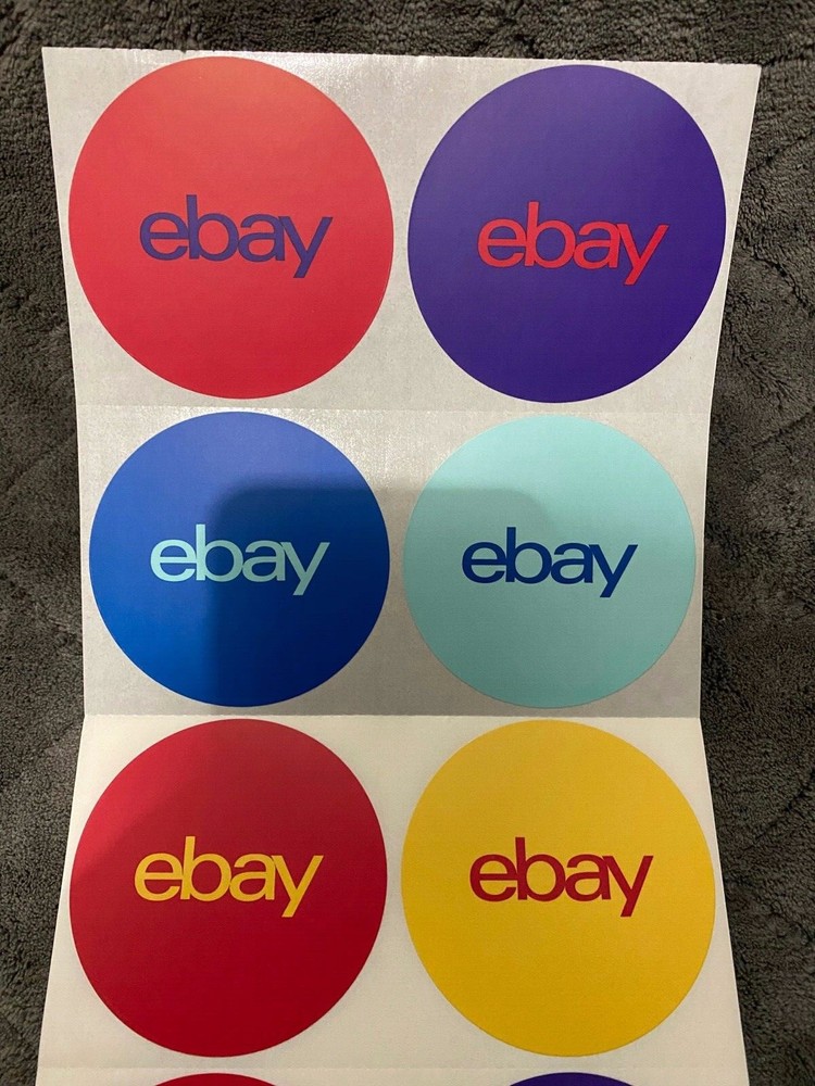 EBay Brand Round LOGO (6) Stickers Multi Color Red Purple Blue Yellow Sky 3×3