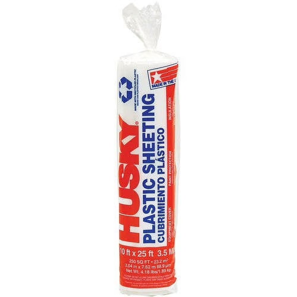 Clear Plastic Sheeting 10 ft x 25 ft 3.5 Mil Poly Film Roll for Vapor Barrier