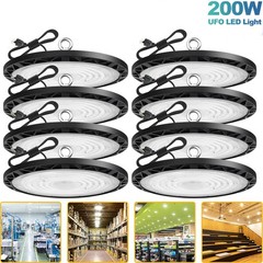 8Pcs 200W UFO Led High Bay Light Industrial Commercial Factory Warehouse 90-277V