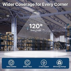 LED High Bay Lights: 200W 5000K LED Shop Lights 28000LM 6 Packs AC100-277V with