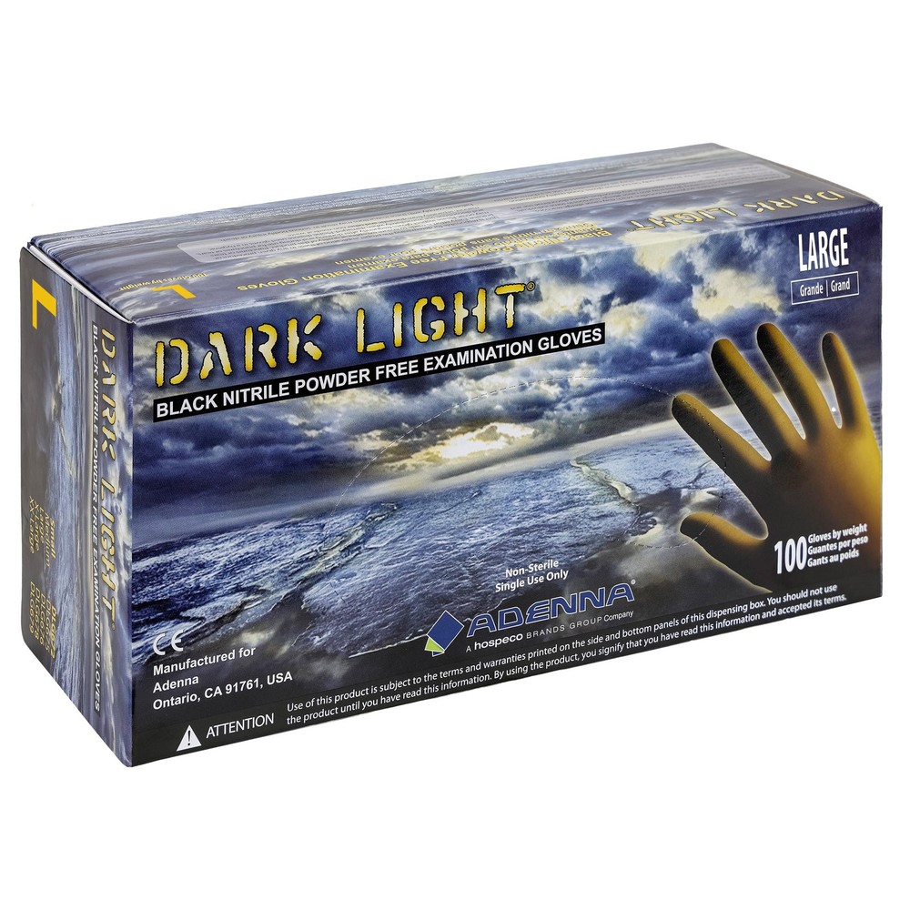 Adenna Dark Light 9 mil Nitrile Powder Free Exam Gloves (Black), Large – Box …